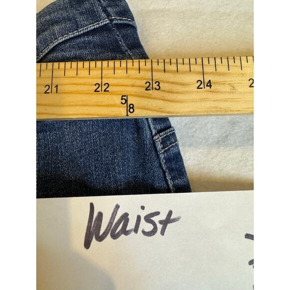 Democracy ABsolution Size 24W Pull On Glider Ankle Crop Frayed Hem Blue Jeans - Picture 5 of 7